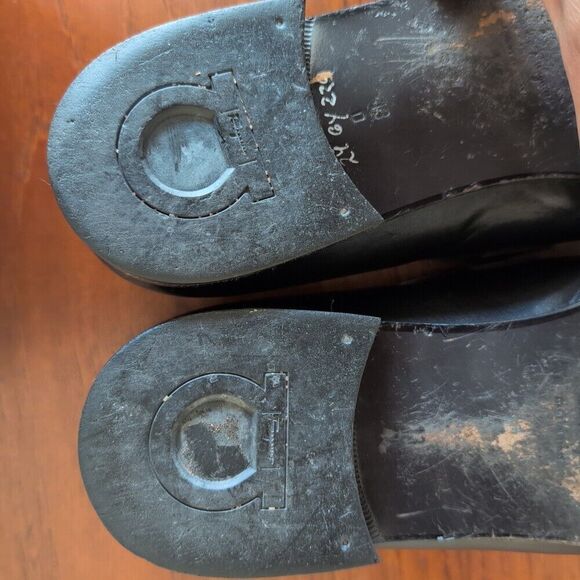 Salvatore Ferragamo Black Dress Moccasin Gancini Leather Loafers Size 13 D Italy - Picture 6 of 10